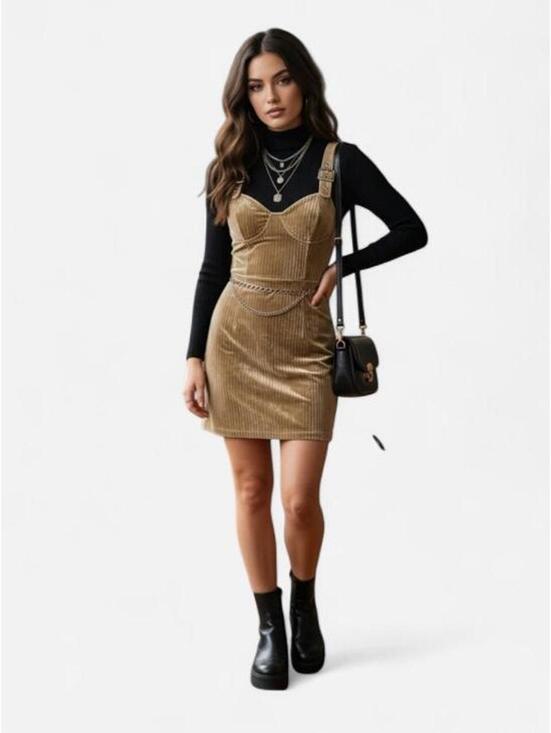 Fashion Nova Dresses & Skirts - Fashion Nova Women's Tan and Brown Dress